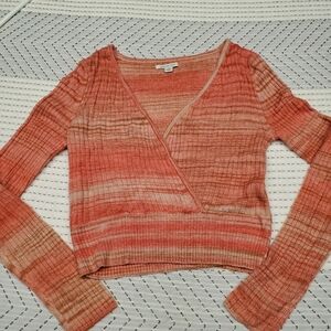 American Eagle Outfitters Red and Tan Crop Top